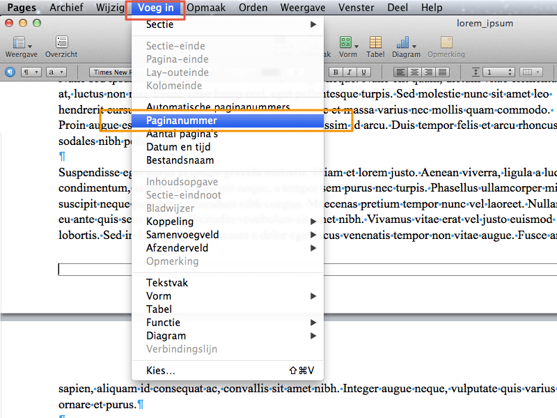 Werken met secties in Apple Pages stap 5