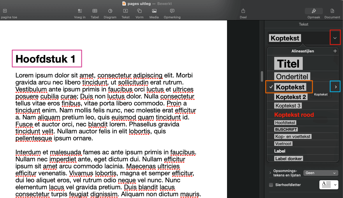 Inhoudsopgave aanmaken in Apple Pages