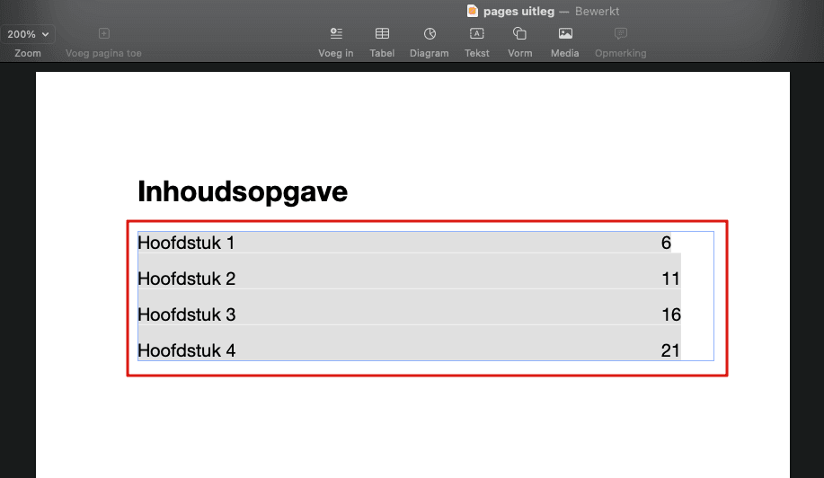 Inhoudsopgave aanmaken in Apple Pages