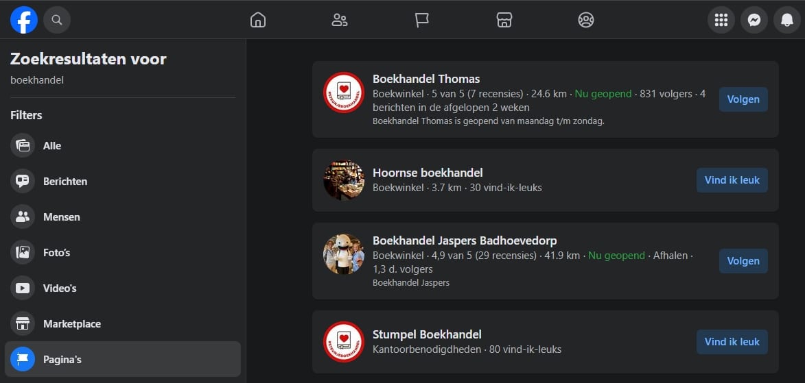 Facebook zoekfunctie