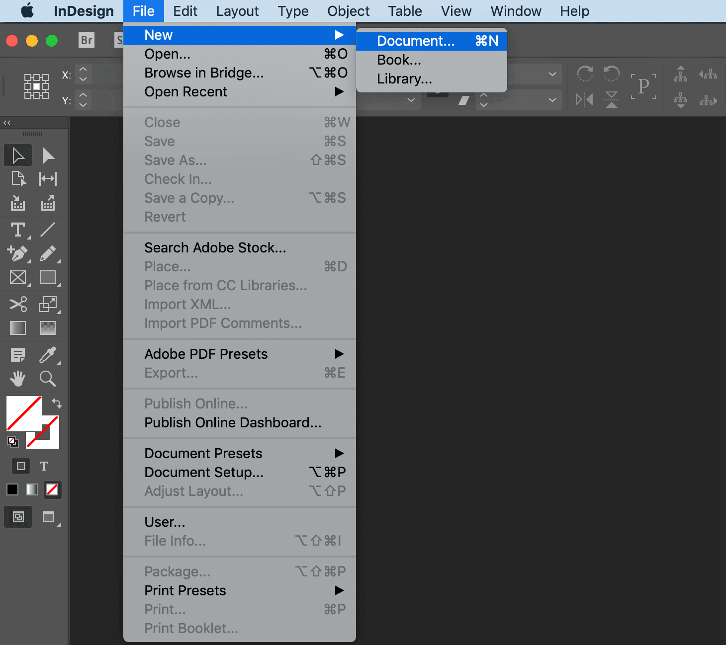 Nieuw indesign document aanmaken