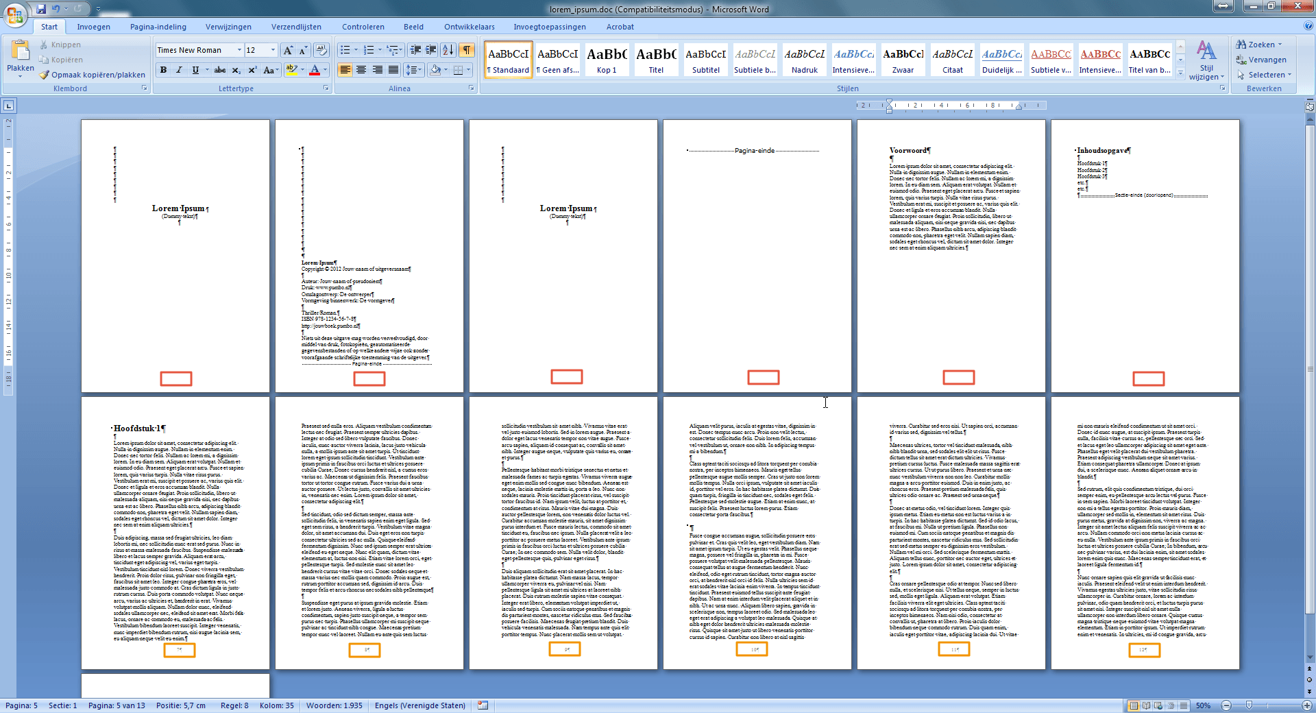 Werken met secties in Office 2007 stap 9