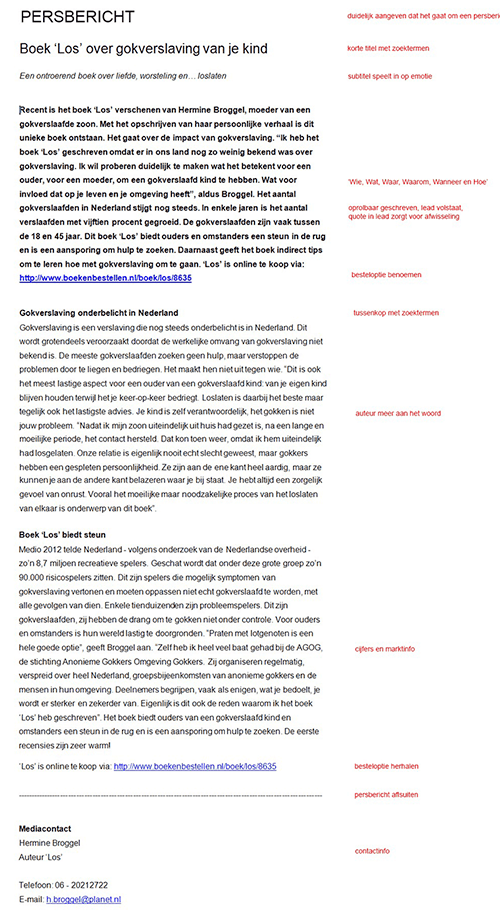 Voorbeeld persbericht