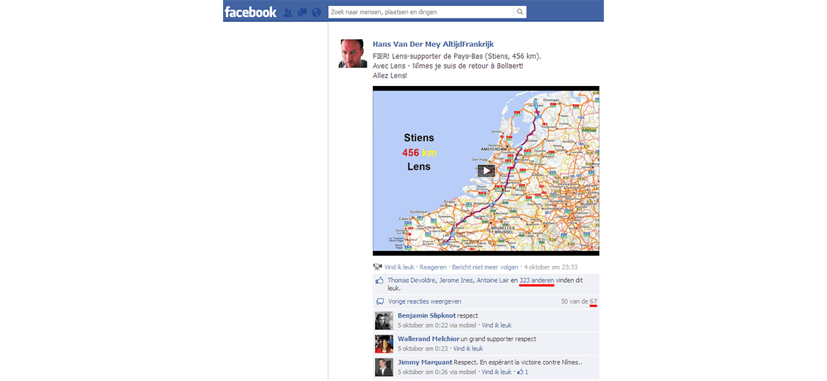Facebook-bericht Hans van der Mey