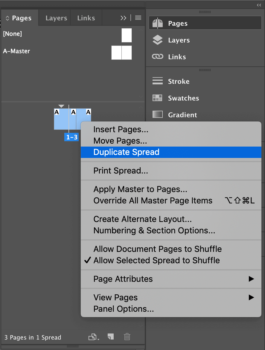 indesign spread dupliceren