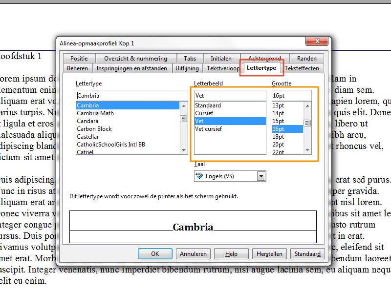 Inhoudsopgave maken in Open Office stap 4