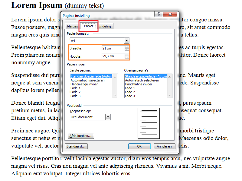 Marges instellen in Office 2003