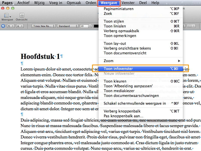 Werken met secties in Apple Pages stap 3