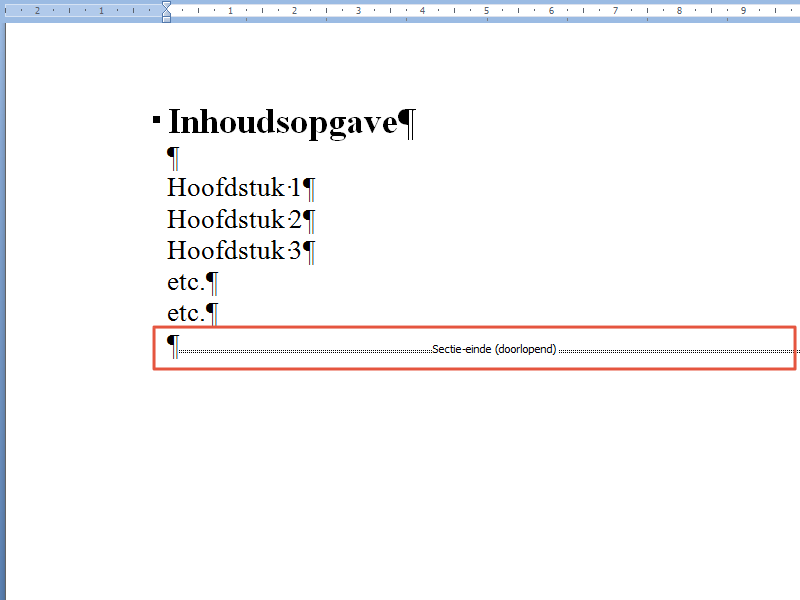 Werken met secties in Office 2007 stap 5