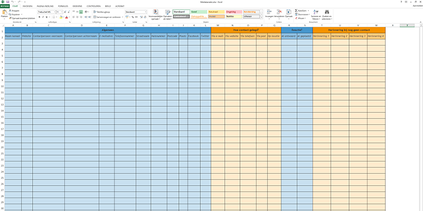 Excel-bestand mediakanalen