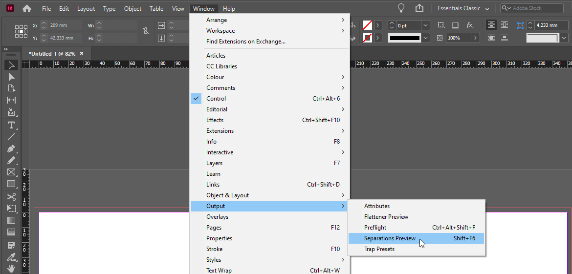 InDesign separations preview