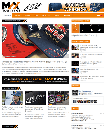 De website van Max Verstappen